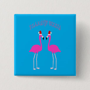 Christmas Lesbian Flamingos Flamingo Belles 2 Inch Square Button