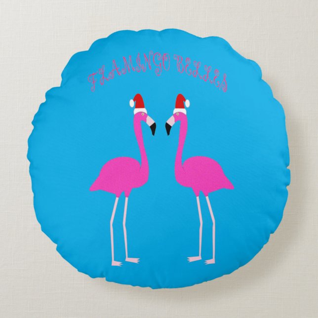 Christmas Lesbian Flamingos Flamingo Belles Custom Round Pillow (Front)