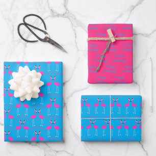 Christmas Lesbian Flamingos Flamingo Belles Custom Wrapping Paper Sheet