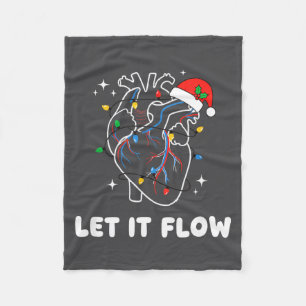 Christmas Let It Flow Cardiac Heart Funny Nurse Ho Fleece Blanket