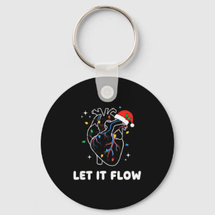 Christmas Let It Flow Cardiac Heart Funny Nurse Ho Keychain