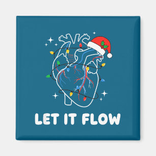 Christmas Let It Flow Cardiac Heart Funny Nurse Ho Magnet