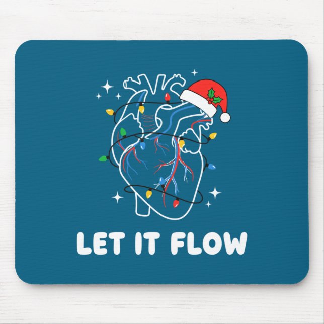 Christmas Let It Flow Cardiac Heart Funny Nurse Ho Mouse Pad (Front)