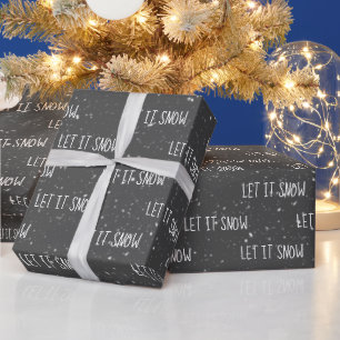 Christmas LET IT SNOW Text On Snowflakes Wrapping Paper