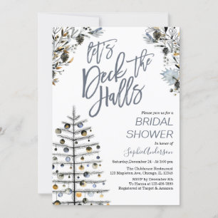 Christmas Let’s Deck the Halls Bridal Shower Invit Invitation