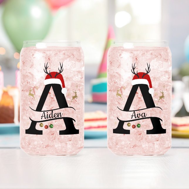 Christmas Letter A Initial – Festive Holiday Desig Can Glass (Insitu (Birthday))