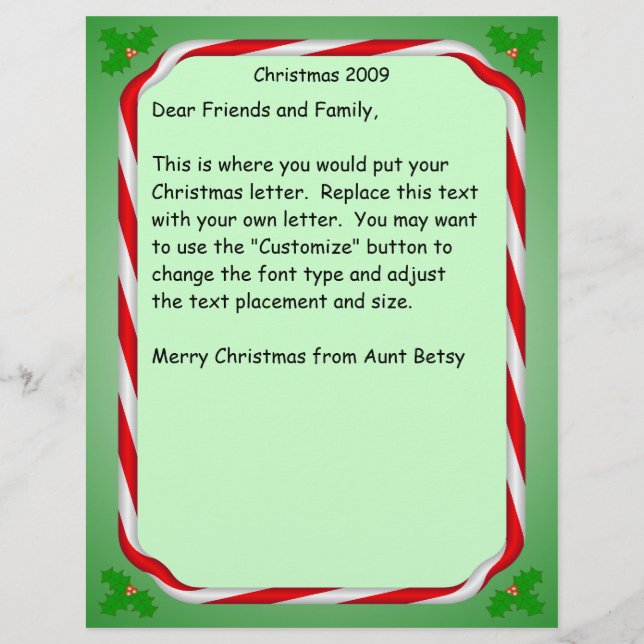 Christmas letter Candy Cane Border (Front)