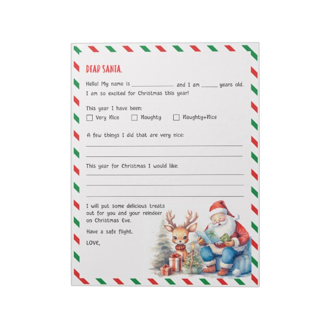 Christmas Letter for Santa Festive Notepad (Rotated)