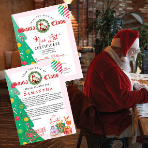 Christmas Letter from Santa Nice List Certificate