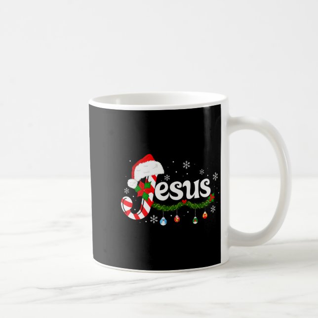 Christmas Letter J For Jesus Christian Candy Cane  Coffee Mug (Right)