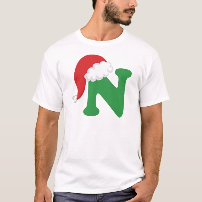 Christmas Letter N Alphabet T-Shirt (Front)