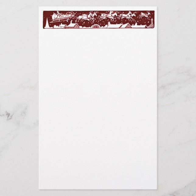 Christmas Letter Santa Holiday Red Stationery (Front)