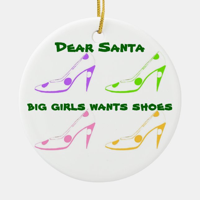 Christmas Letter to Santa for Shoe Lovers Ceramic Ornament (Front)