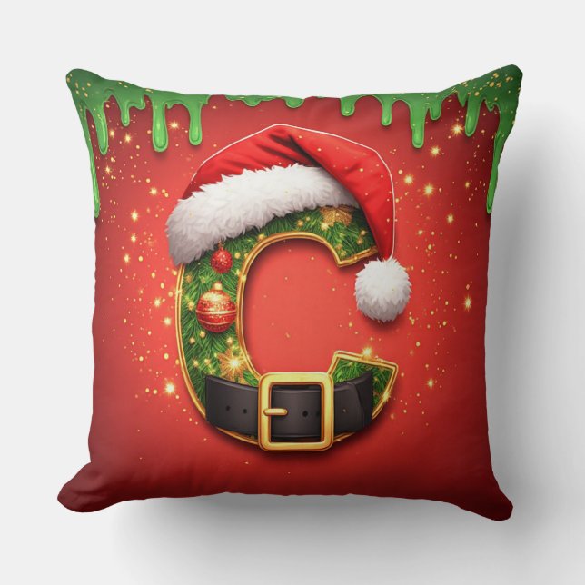 Christmas Letter Y With Festive Pine Wreath 🎄 Throw Pillow (Front)