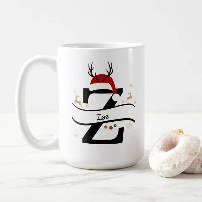 Christmas Letter Z Alphabet  Coffee Mug (With Donut)