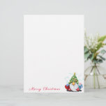 Christmas Letterhead Cute Gnome with Gift<br><div class="desc">Letterhead with Cute Gnome with Christmas Tree Hat and Gift - Fun Cartoon Drawing - Choose / Add Your Unique Text / Name / Colour - Make Your Special Gift - Resize and move or remove and add elements / text with customization tool ! Drawing and Design by MIGNED. Please...</div>