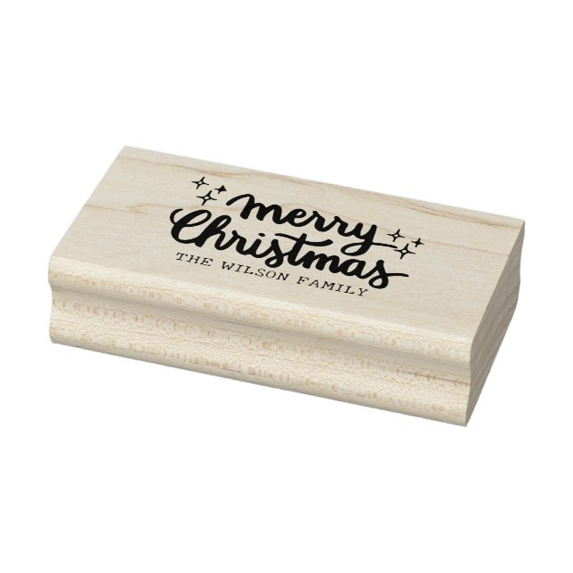 Christmas Lettering Calligraphy Merry Christmas Rubber Stamp (Stamp)