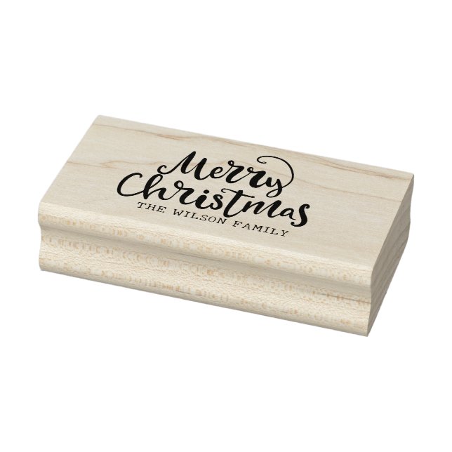 Christmas Lettering Calligraphy Merry Christmas Rubber Stamp (Stamp)