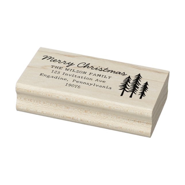 Christmas Lettering Calligraphy Merry Christmas Rubber Stamp (Stamp)