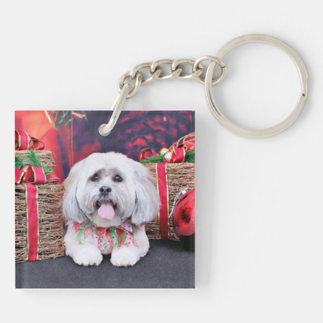 Christmas - Lhasa Apso - Solo Keychain (Back)