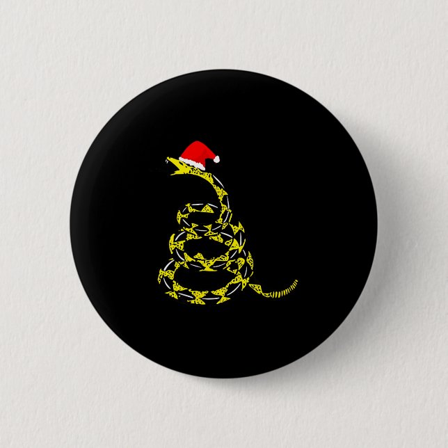 Christmas Libertarian Gadsden Don't Tread Snake  2 Inch Round Button (Front)