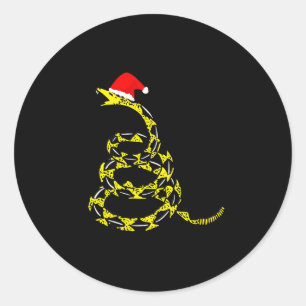 Christmas Libertarian Gadsden Don't Tread Snake  Classic Round Sticker