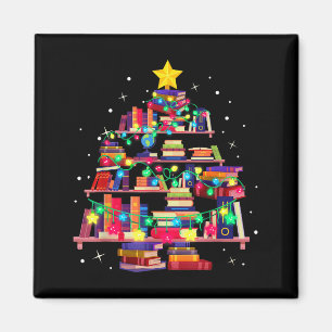 Christmas Library Tree Love Reading Books Nerd Tea Magnet