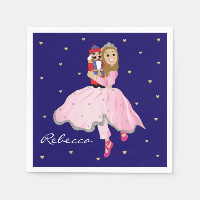 Christmas Light Brown Ballerina Clara Paper Plate Napkin (Front)