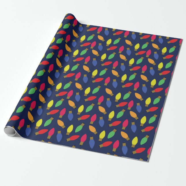 Christmas Light Bulb Holiday Wrapping Paper (Unrolled)