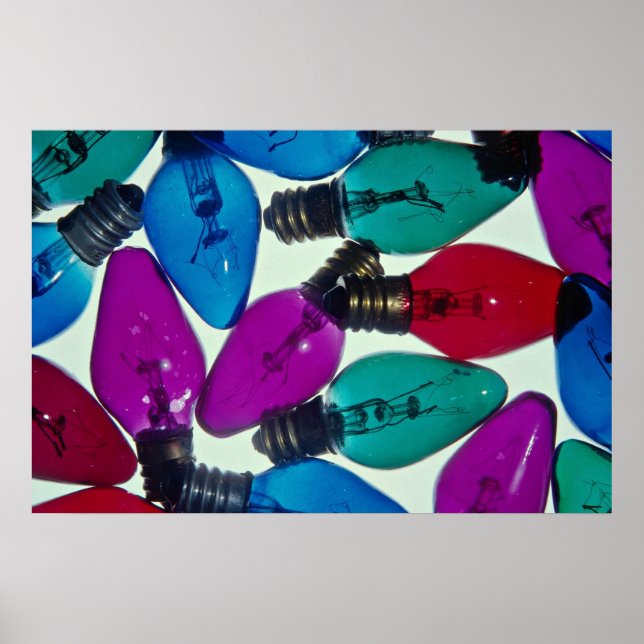 Christmas light bulbs in different colors poster (Front)