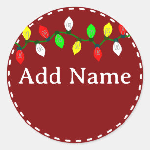 Christmas Light Custom Name Classic Round Sticker