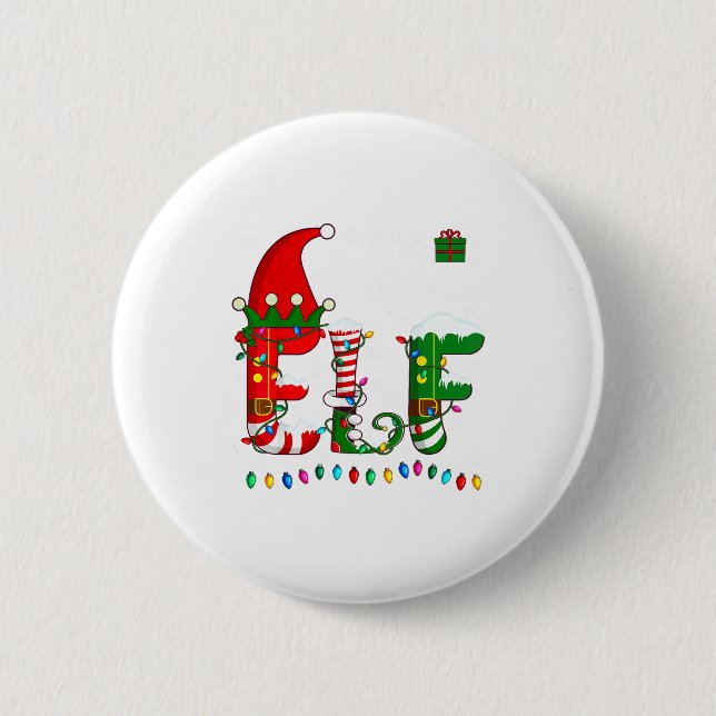 Christmas Light Family Matching Pajamas Softball E 2 Inch Round Button (Front)