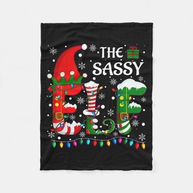 Christmas Light Family Matching Pajamas Sy Elf Xma Fleece Blanket (Front)