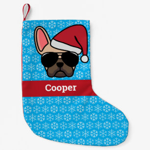 Christmas Light Fawn French Bulldog Small Christmas Stocking