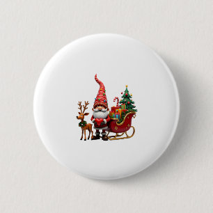 Christmas Light Gnome Santa Claus Riding Sleigh Hi 2 Inch Round Button