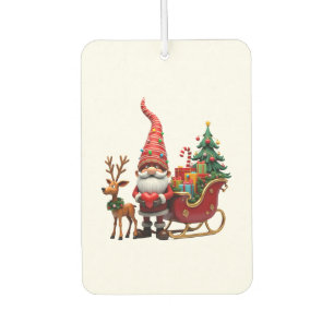 Christmas Light Gnome Santa Claus Riding Sleigh Hi Air Freshener