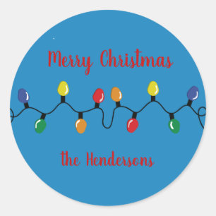 Christmas Light Large Bulbs Customizable Classic Round Sticker