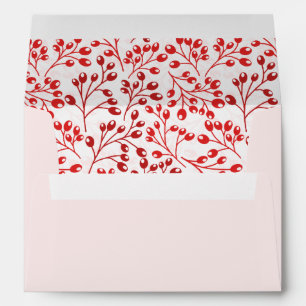Christmas Light pink and Red Leafy Modern Elegant Envelope
