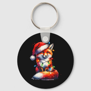 Christmas Light Santa Fox Vintage 90s Woodland Ani Keychain