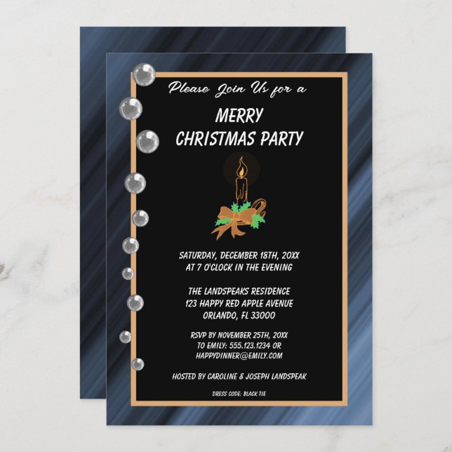 Christmas Light & Silver Marbles Christmas Invitation (Front/Back)