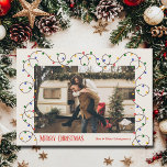 Christmas Light Strand Photo Holiday Card<br><div class="desc">A strand of red,  green,  yellow and blue Christmas tree lights, and your favourite photo with your names and greeting in chic lettering,  are a beautiful way to send holiday cheer. Select Matte for heaviest paper and high definition for best print quality. INSTANT DOWNLOAD and/or PRINTED!</div>