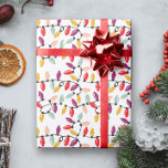 Christmas Light String with Old Fashion Bulbs Wrapping Paper<br><div class="desc">Deck your halls and gifts galore with this wrapping paper that features a pattern of old fashion style string lights in trendy and feminine blush pink,  mint blue,  mustard yellow,  cherry red and sugar plum purple against a background of snowy white.</div>