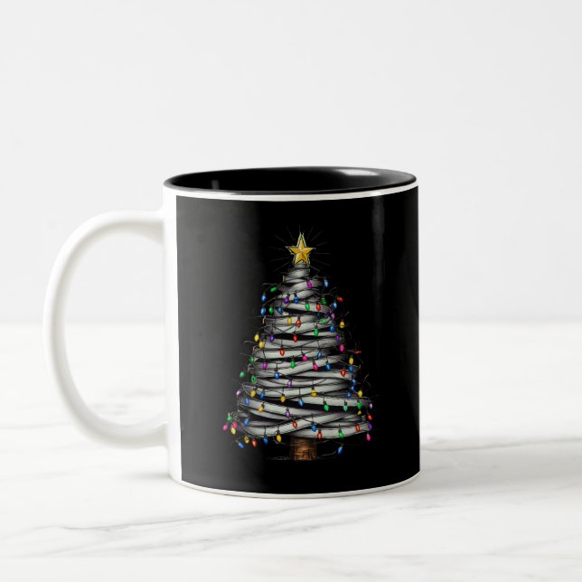 Christmas Light Tree Holiday  Two-Tone Coffee Mug (Left)