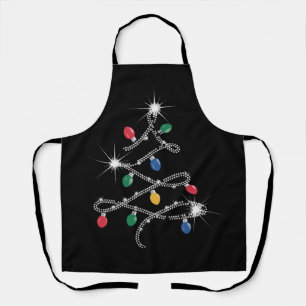 Christmas Light Tree Rhinestone Mega Bling Apron