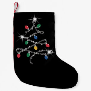 Christmas Light Tree Rhinestone Mega Bling  Small Christmas Stocking