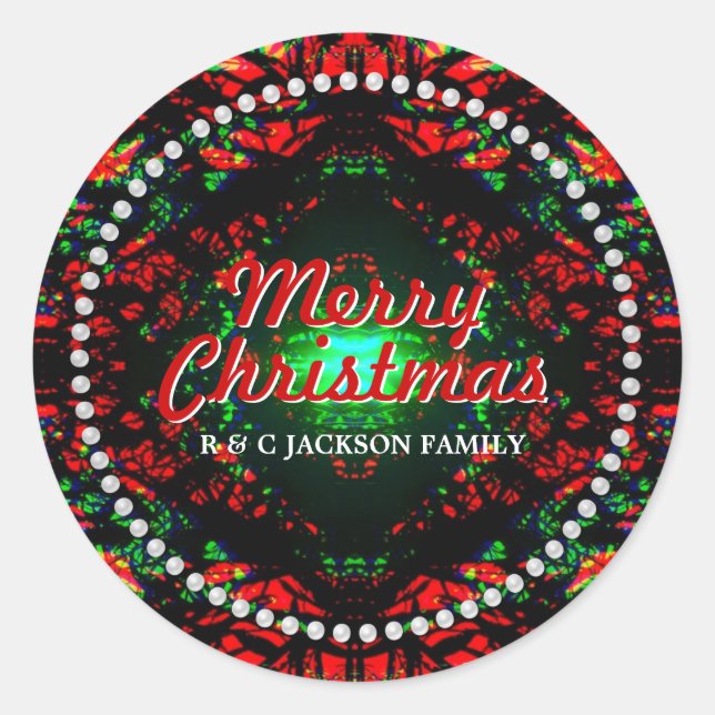 Christmas Light Visions Red Green Holiday Vibe Classic Round Sticker (Front)