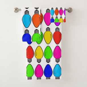 Christmas Lightbulbs Pattern Bath Towel Set