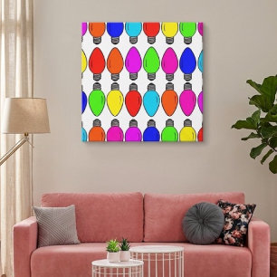 Christmas Lightbulbs Pattern Canvas Print