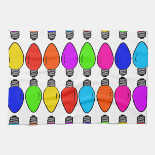 Christmas Lightbulbs Pattern Kitchen Towel
