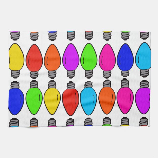 Christmas Lightbulbs Pattern Kitchen Towel (Horizontal)